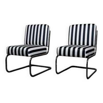 Pair of Seventies stripe armchairs