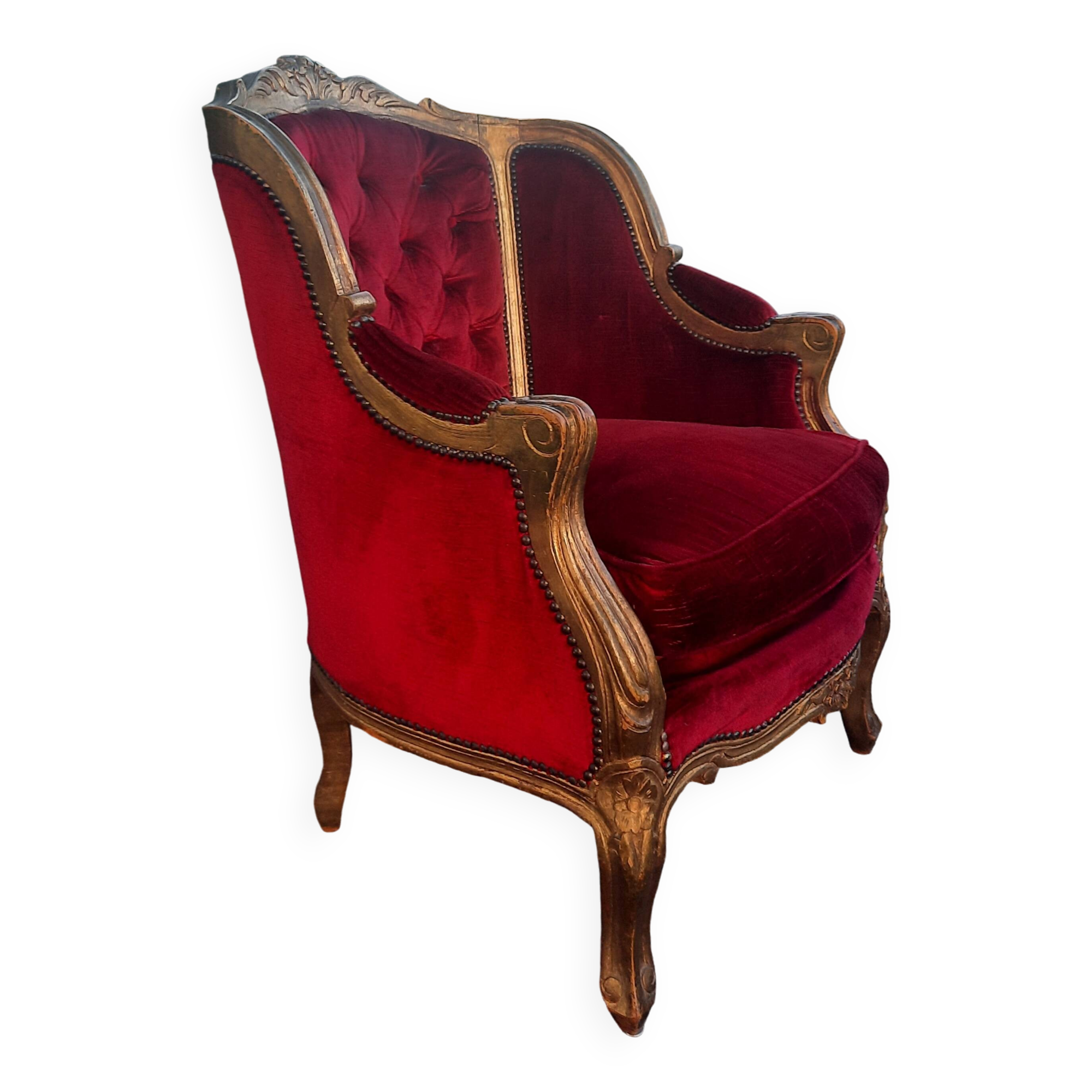 Large Louis XV style padded bergère