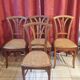 Set of four wooden chairs and canage / vintage seat