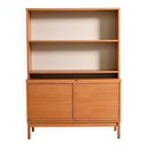 Oak cabinet with tambour doors with upper shelves, 1960s
