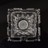Pair of ashtrays, cut crystal glass, bohemia in the 1960's