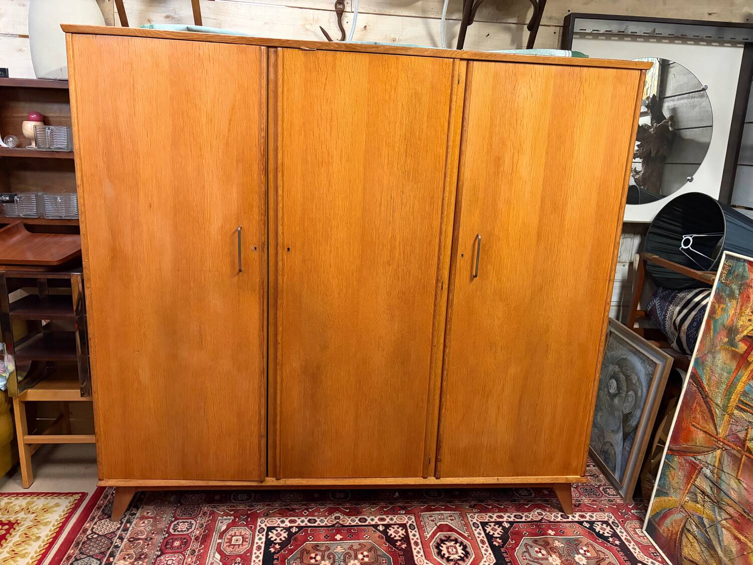 Armoire penderie dressing pied compas vintage design 60/70