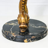 Hollywood Regency Marble and Metal Koi Fish Side Table