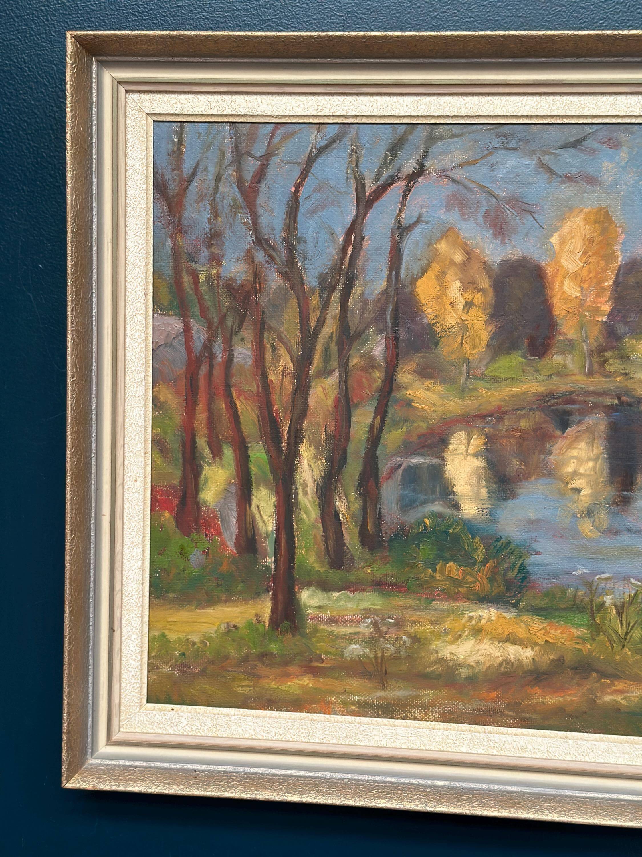 Original Swedish Oil on Panel – “Autumn Landscape” by Skänstod – Dated 1948