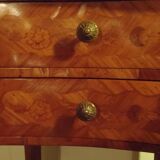 Louis XV style bedside table with varnished marquetry.