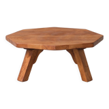 Table basse en chêne brutaliste octangonal hollandais du milieu du siècle