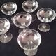 6 vintage champagne coupes in frosted glass.