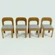 Set of 4 sculptural dining chairs in light oak, 1970s