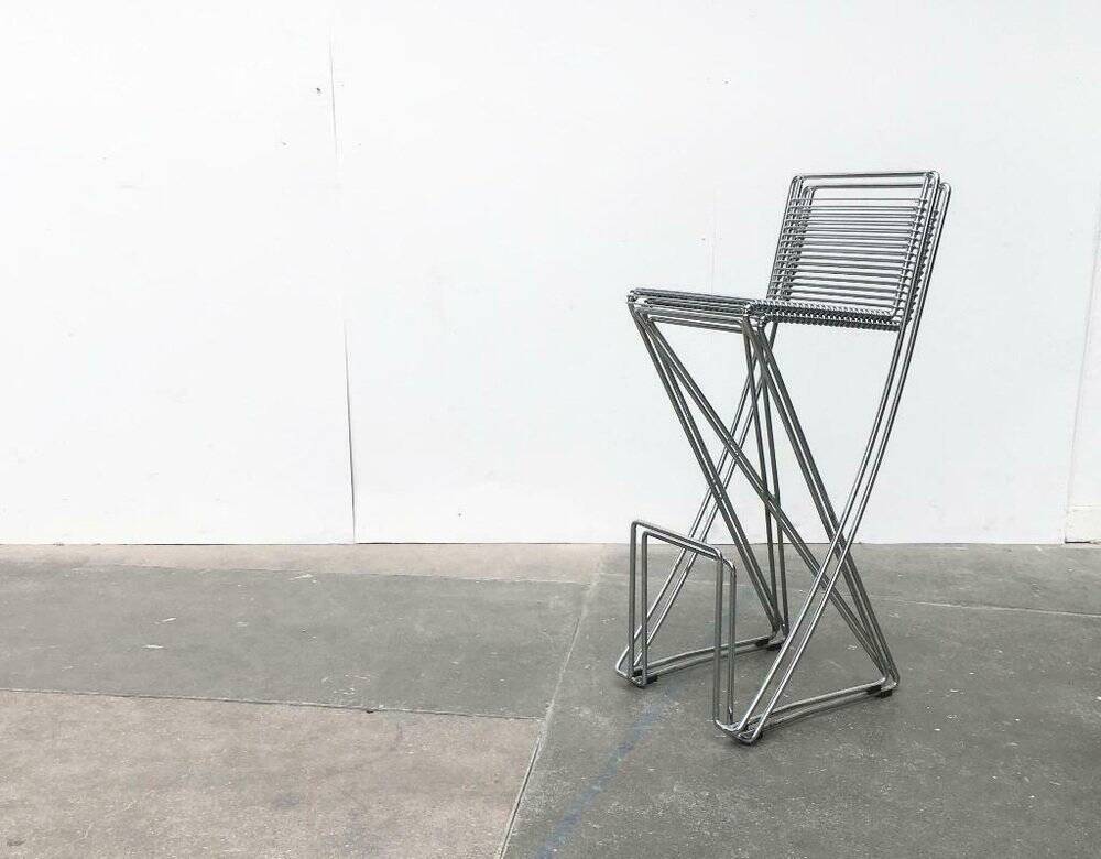 Postmodern German Kreuzschwinger bar stool by Till Behrens for Meyer Stahlmöbel, 1980s.