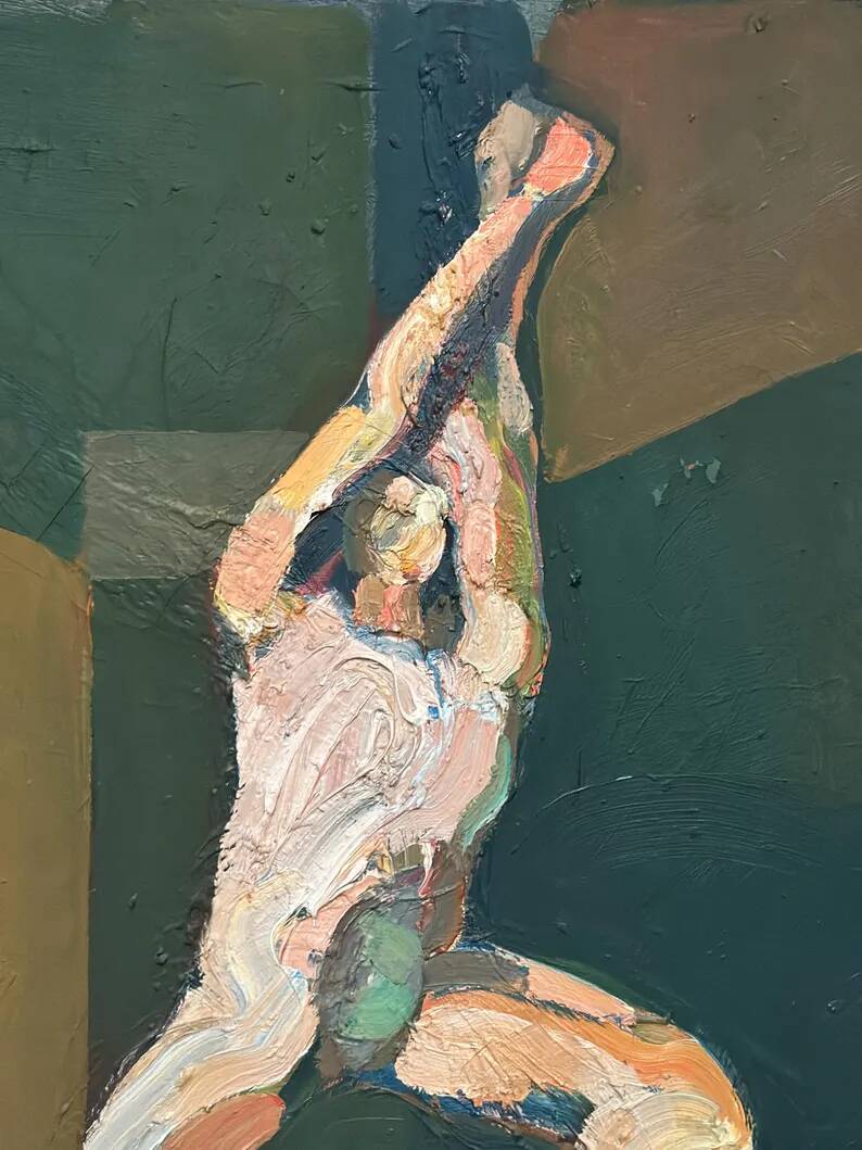 Swedish Oil on Canvas"The Discus Thrower" by Eric Elfvén,vintage and framed