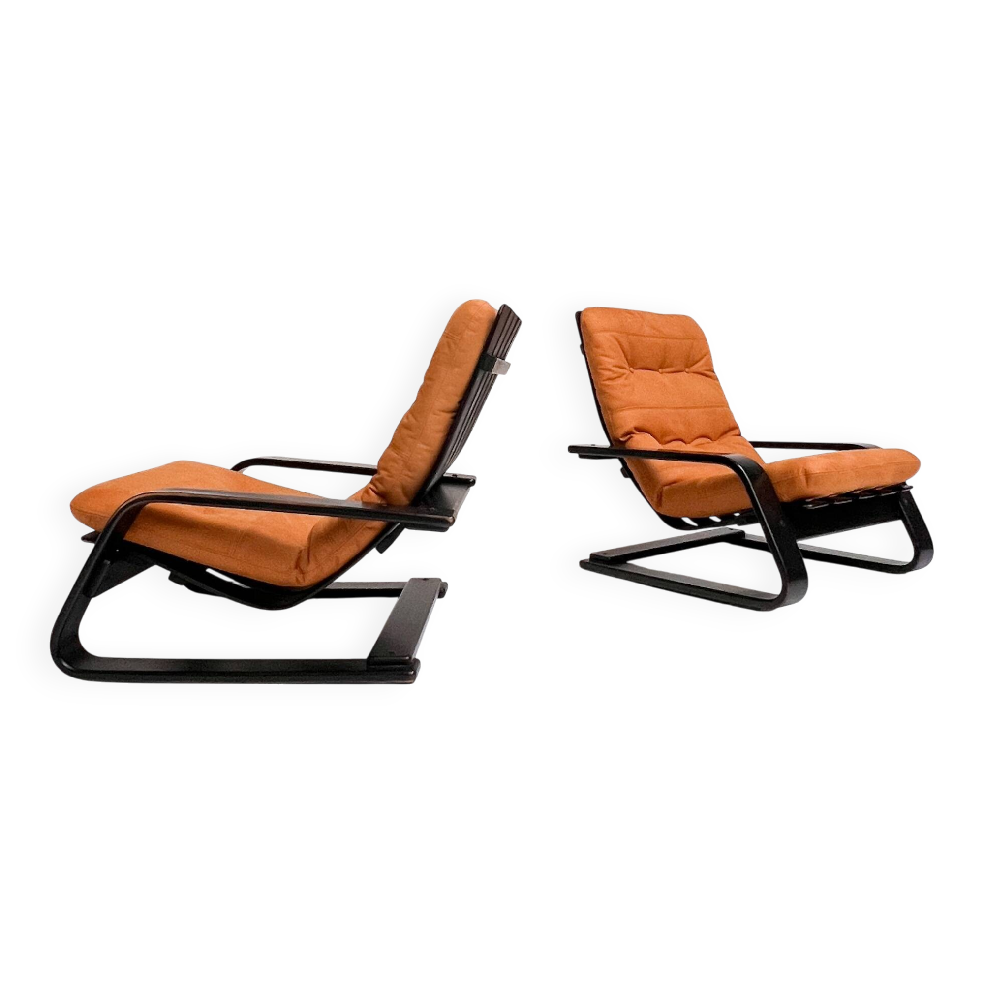 Reupholstered cognac coloured lounge chair, 1960s