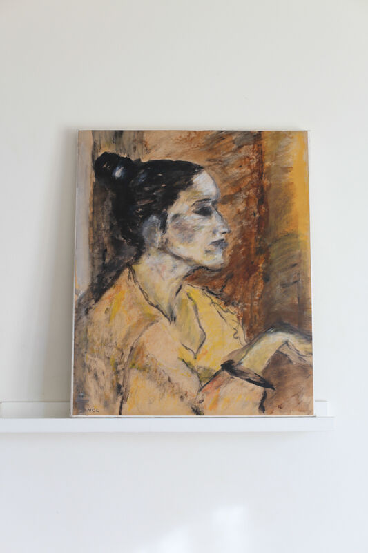 Painting by Nicole Clarence "Profile of a woman" oil on paper mounted on canvas