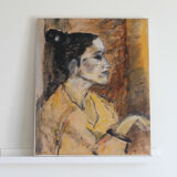 Painting by Nicole Clarence "Profile of a woman" oil on paper mounted on canvas