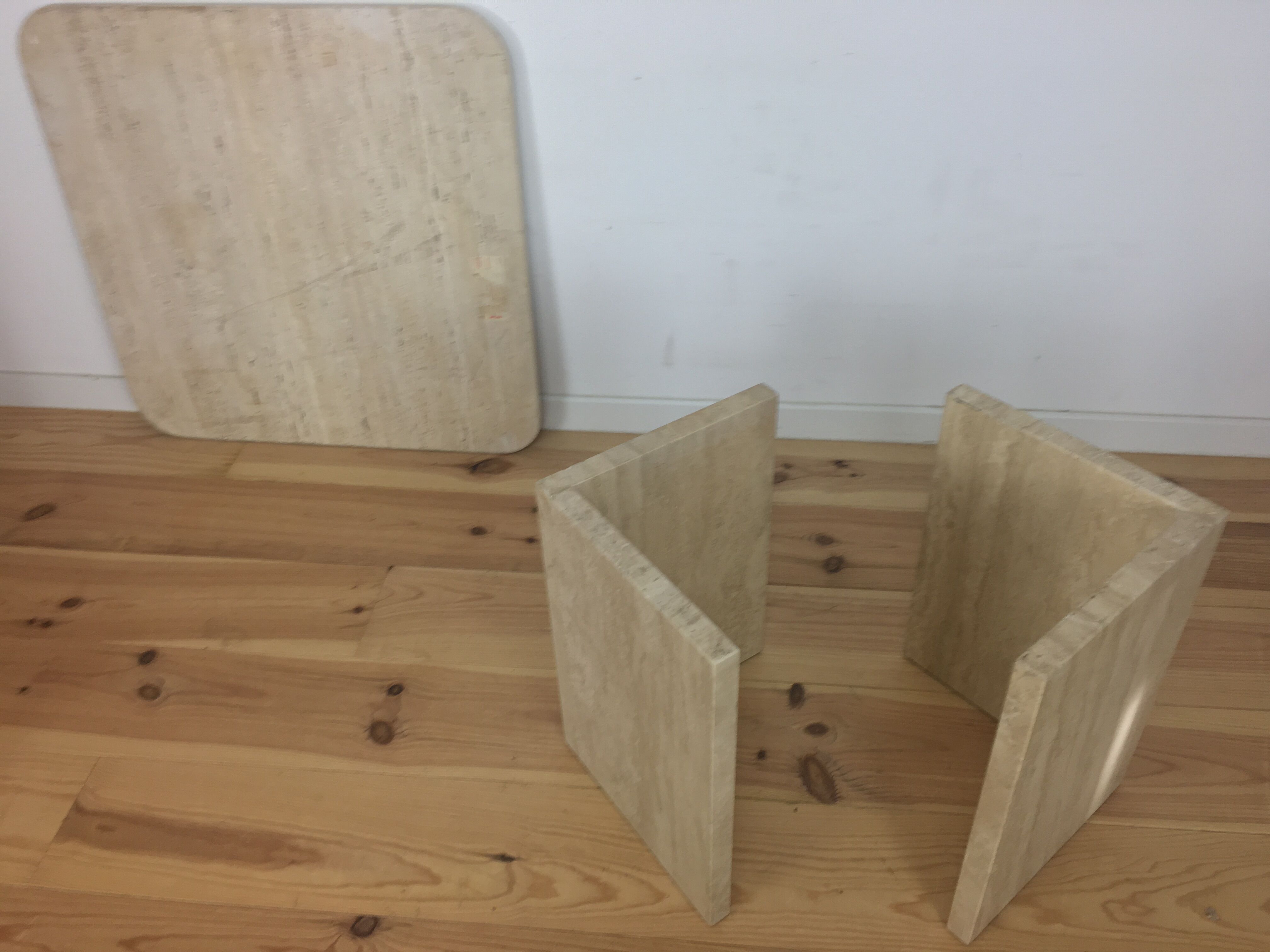 Square travertine coffee table