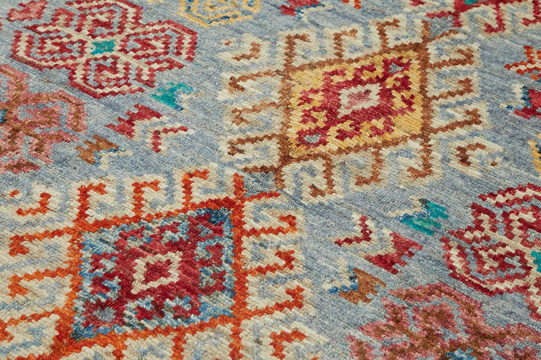 Handwoven Tribal One of a Kind 204 cm x 312 cm Multicolor Wool Carpet