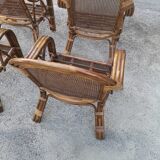 4 vintage rattan armchairs