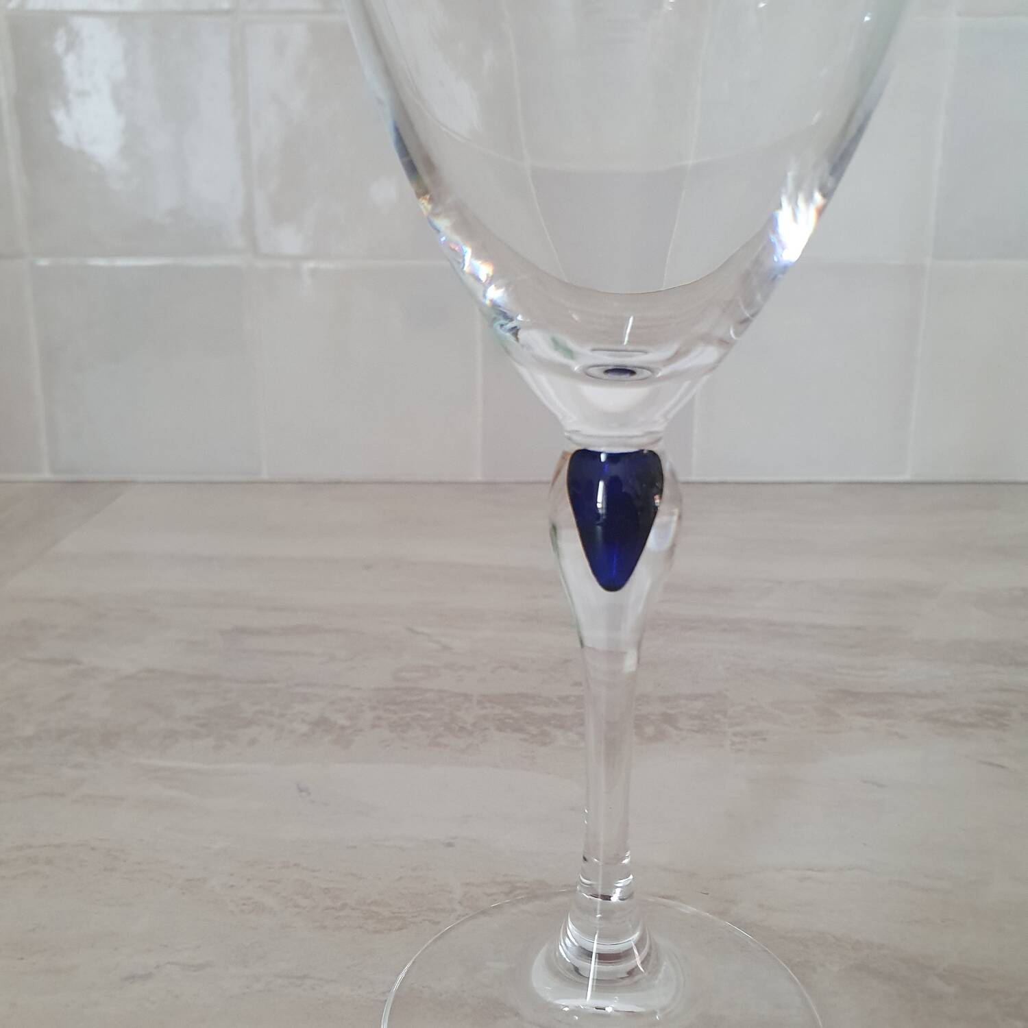 3 wine/water glasses Crystal d'Arques model Venice Sapphire blue