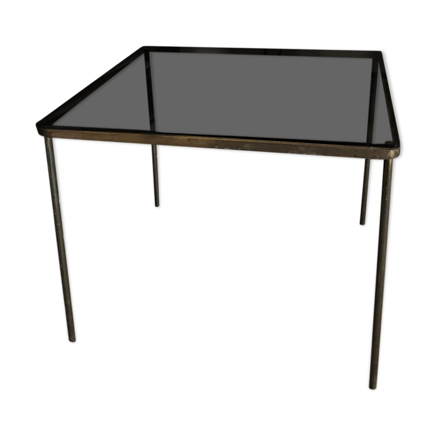 Vintage glass and brass coffee table