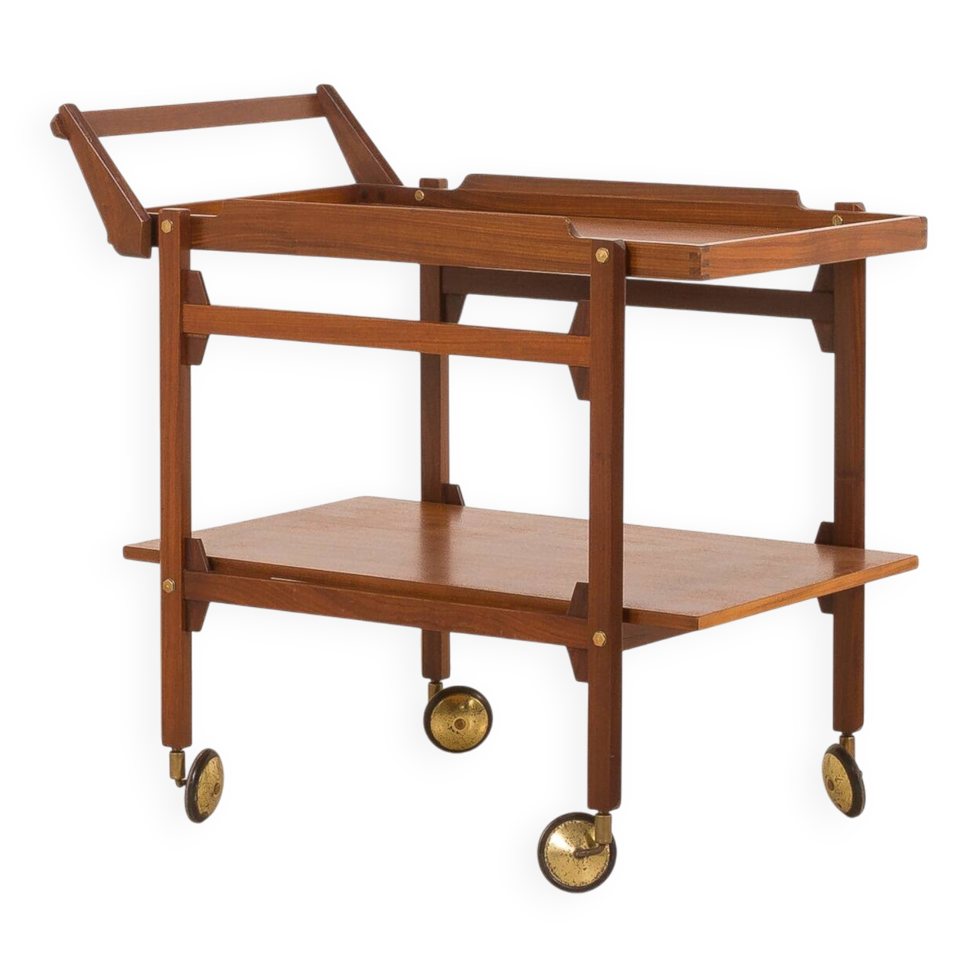 Scandinavian teak bar cart from the 1960s, serving cart.