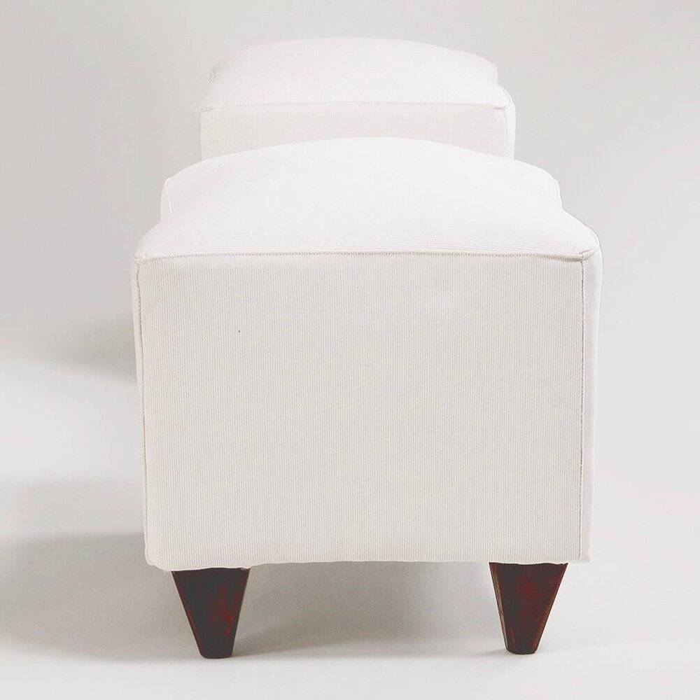2 sets of Italian armchair with pouf in white fabric, Italy, 1940s