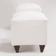 2 sets of Italian armchair with pouf in white fabric, Italy, 1940s