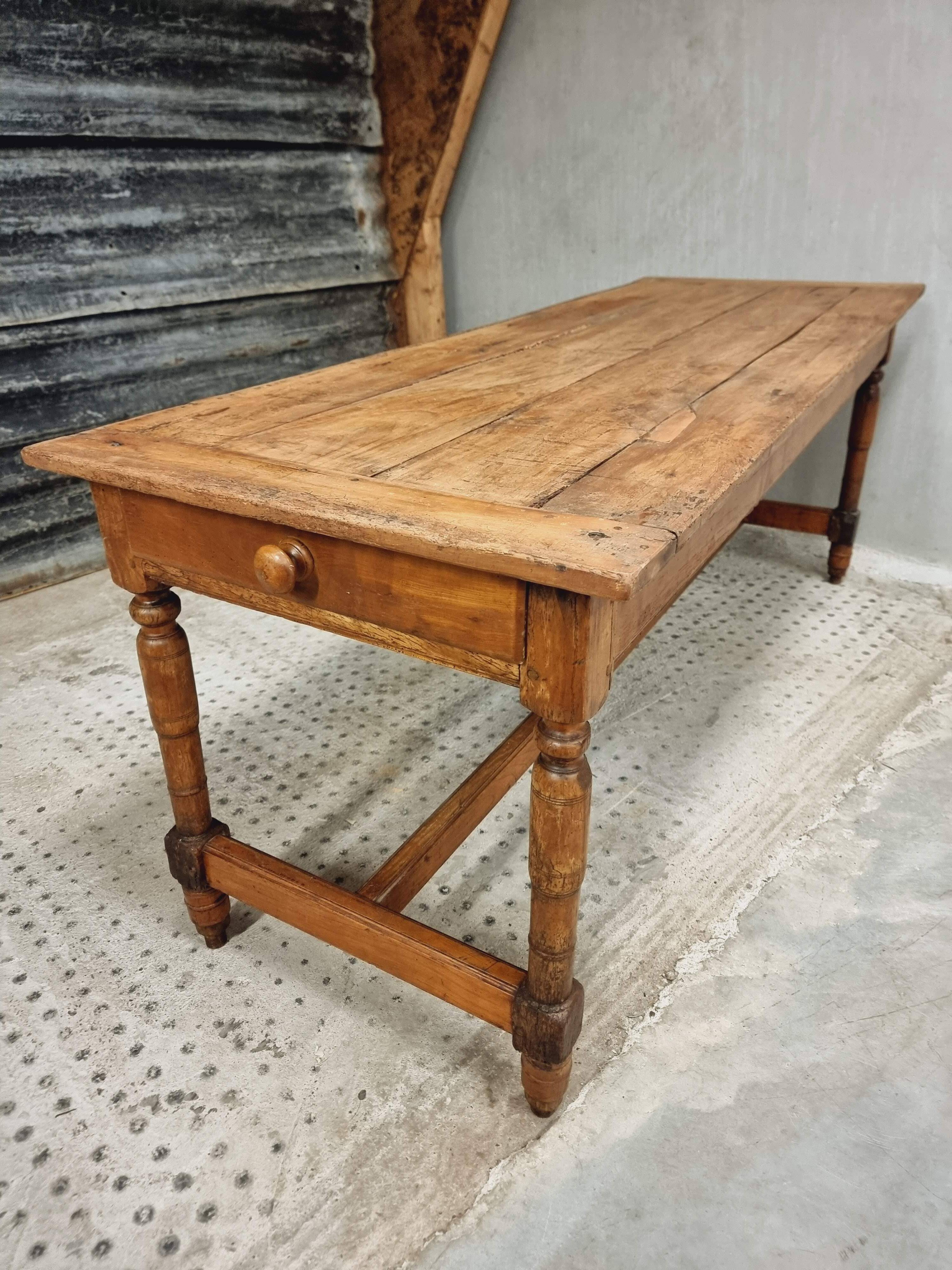 Antique French table farm dining table 19th century 73 x 201 cm