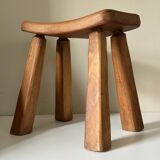 Vintage solid elm stool from the 70s