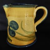 Vintage earthenware pitcher with a glossy finish, signature to be identified, 20th-century ceramics.