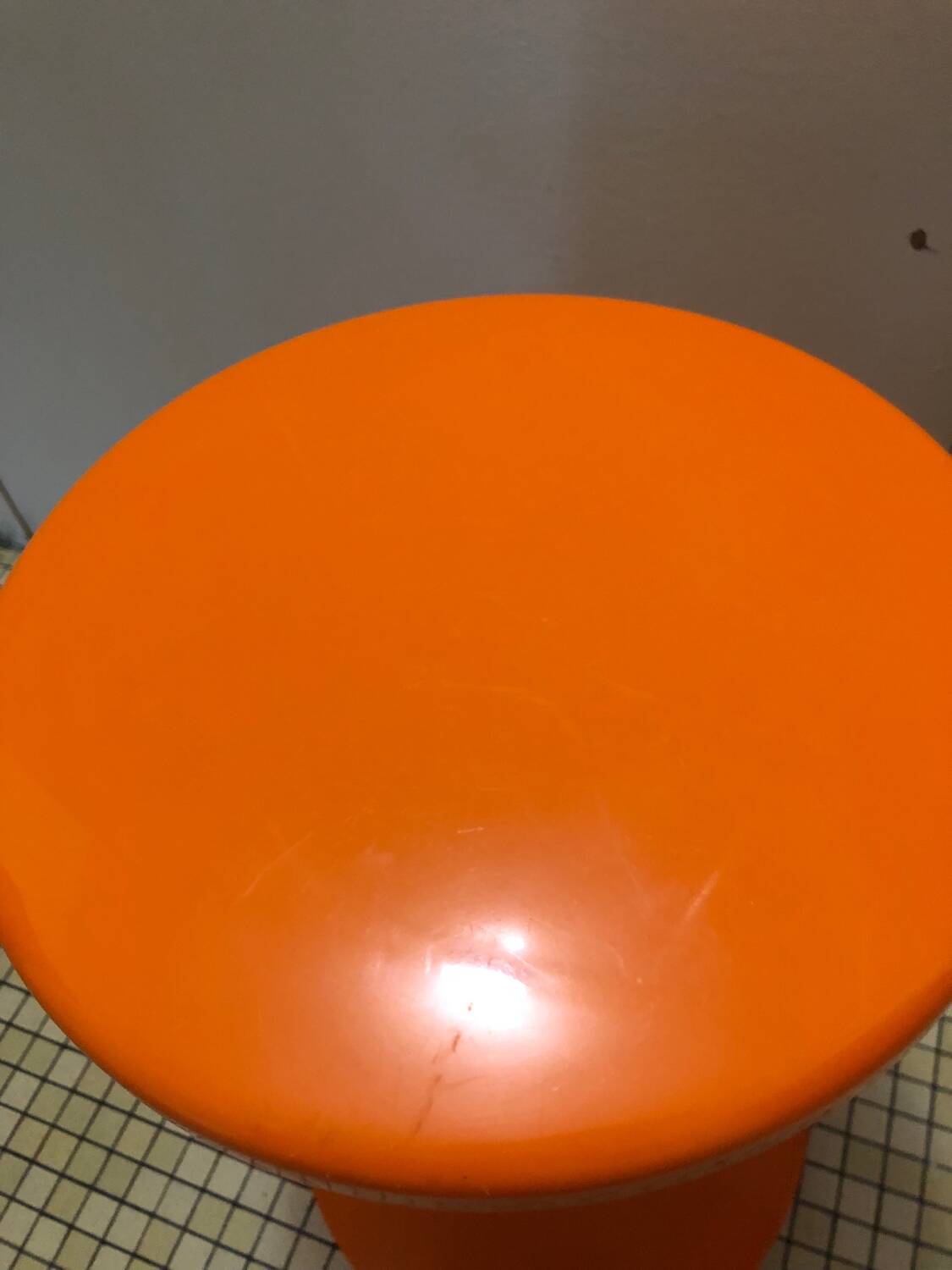 Vintage orange Tam Tam stool – Original stamp – 1970s