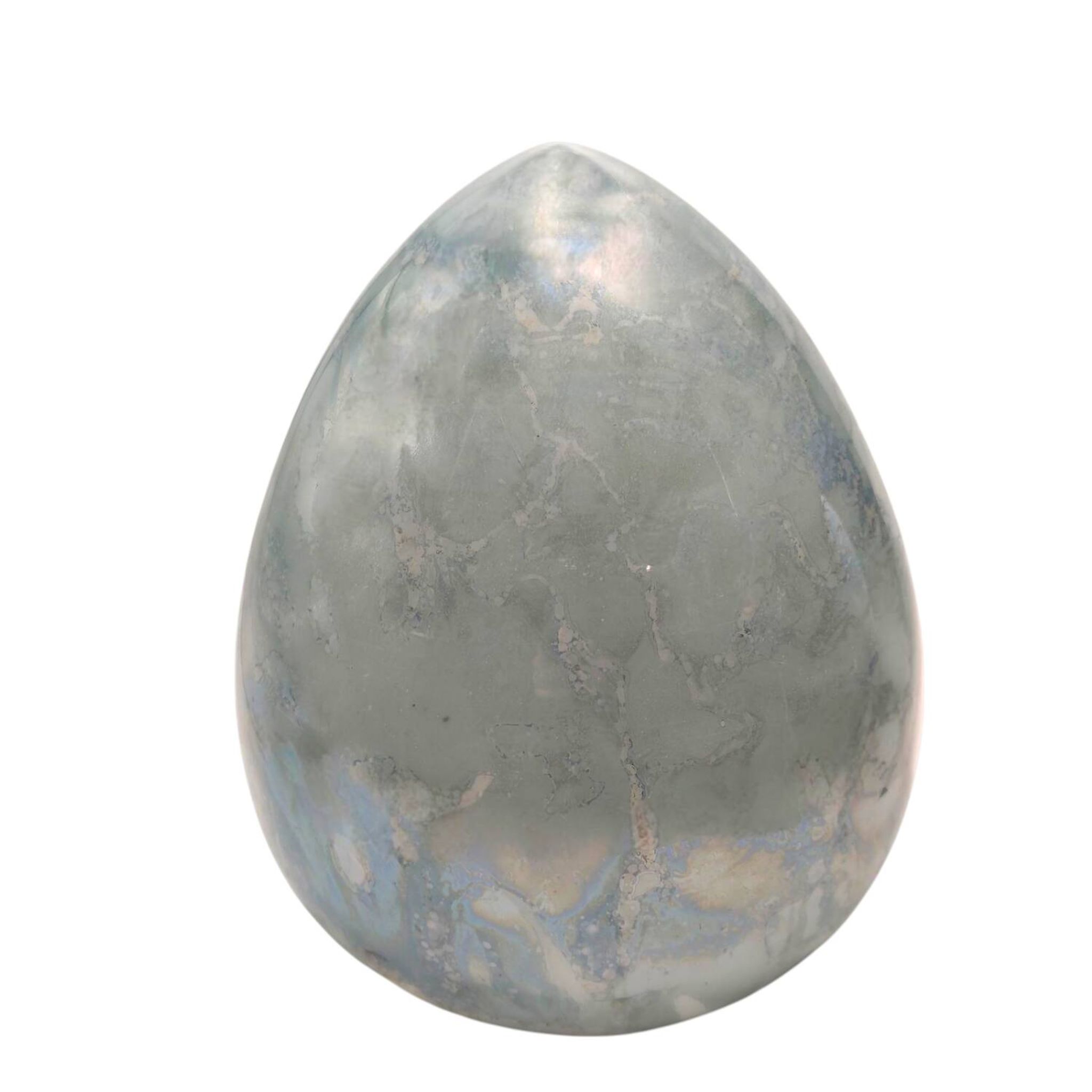 Vintage 1970s French Egg-Shaped Lamp - Marbled Opaline Glass Design