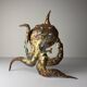 Brutalist metal octopus wall lamp by Salvino Marsura, Italy, 1980s.