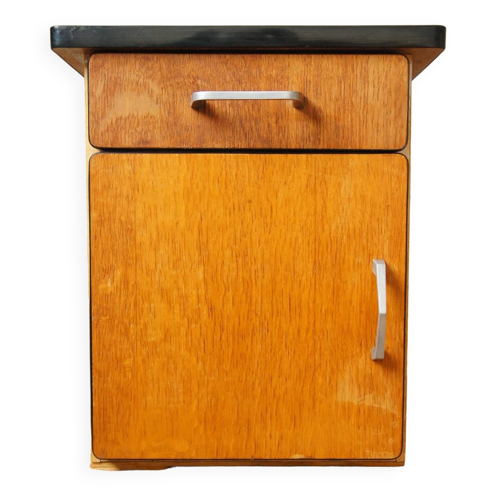 Bedside table in blond wood & Formica 1960