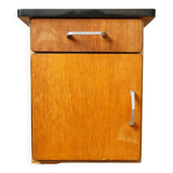 Bedside table in blond wood & Formica 1960
