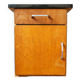 Bedside table in blond wood & Formica 1960