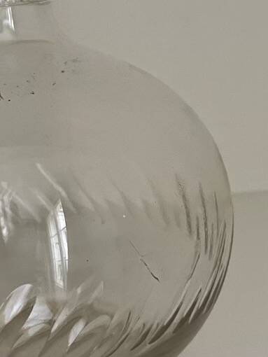 Cut crystal round carafe antique