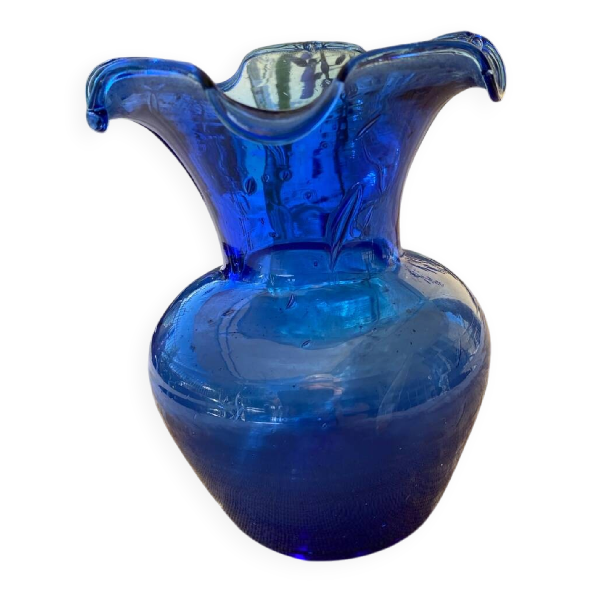 Joli petit Vase , en verre bullé