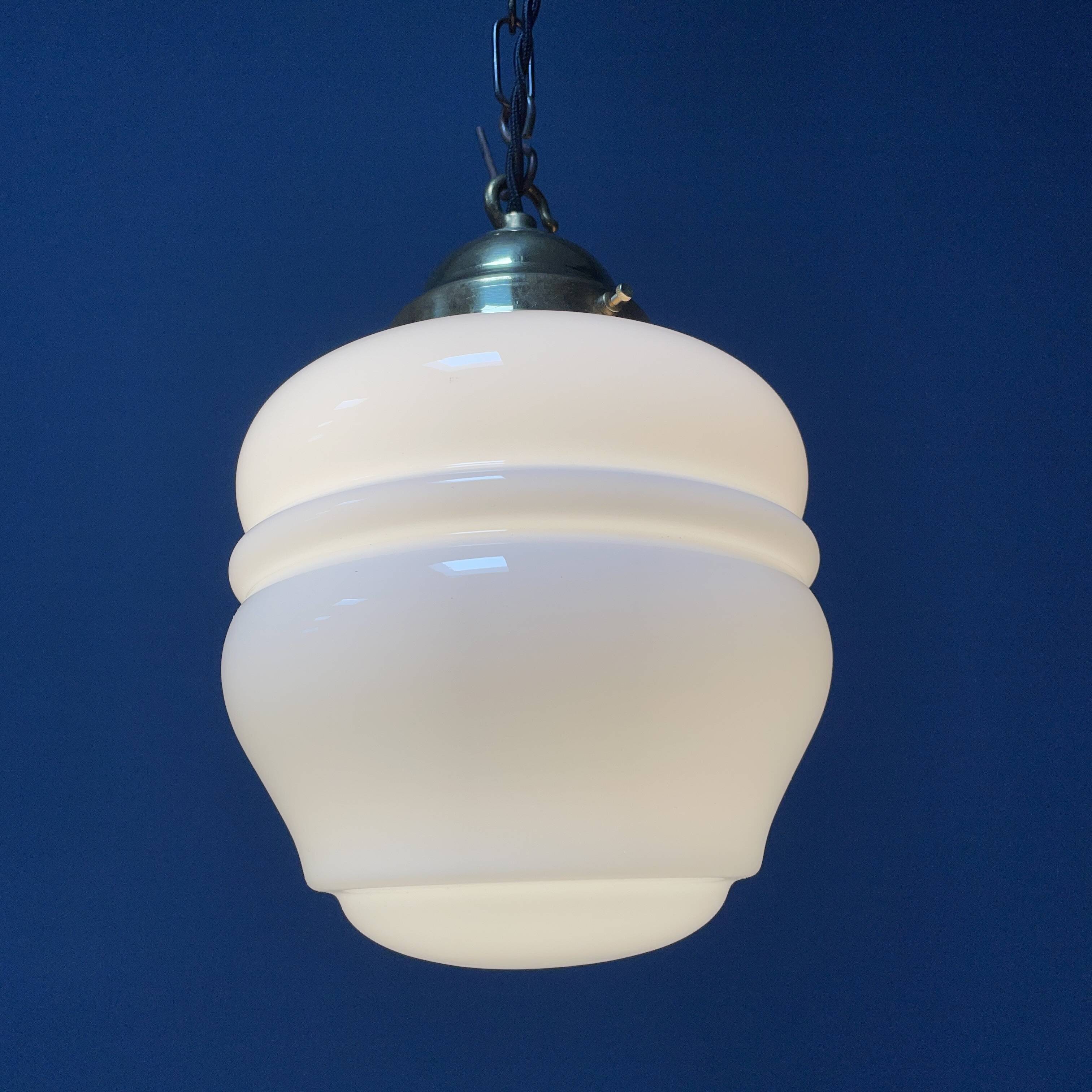 English opaline with brass glass pendant lamp