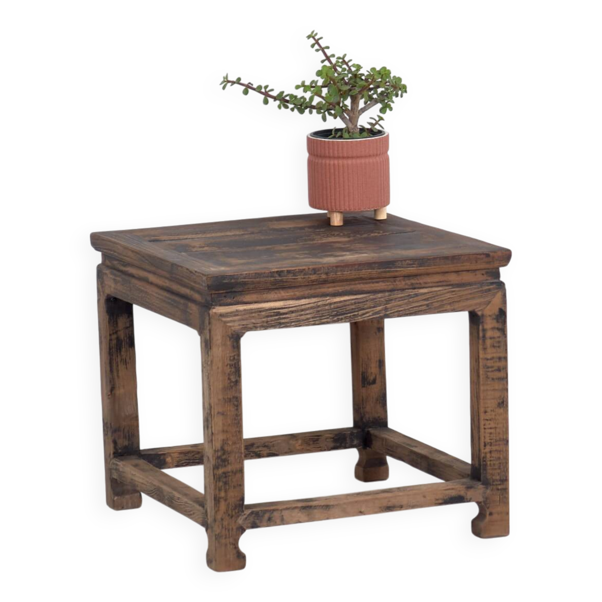 Square side table in old solid wood