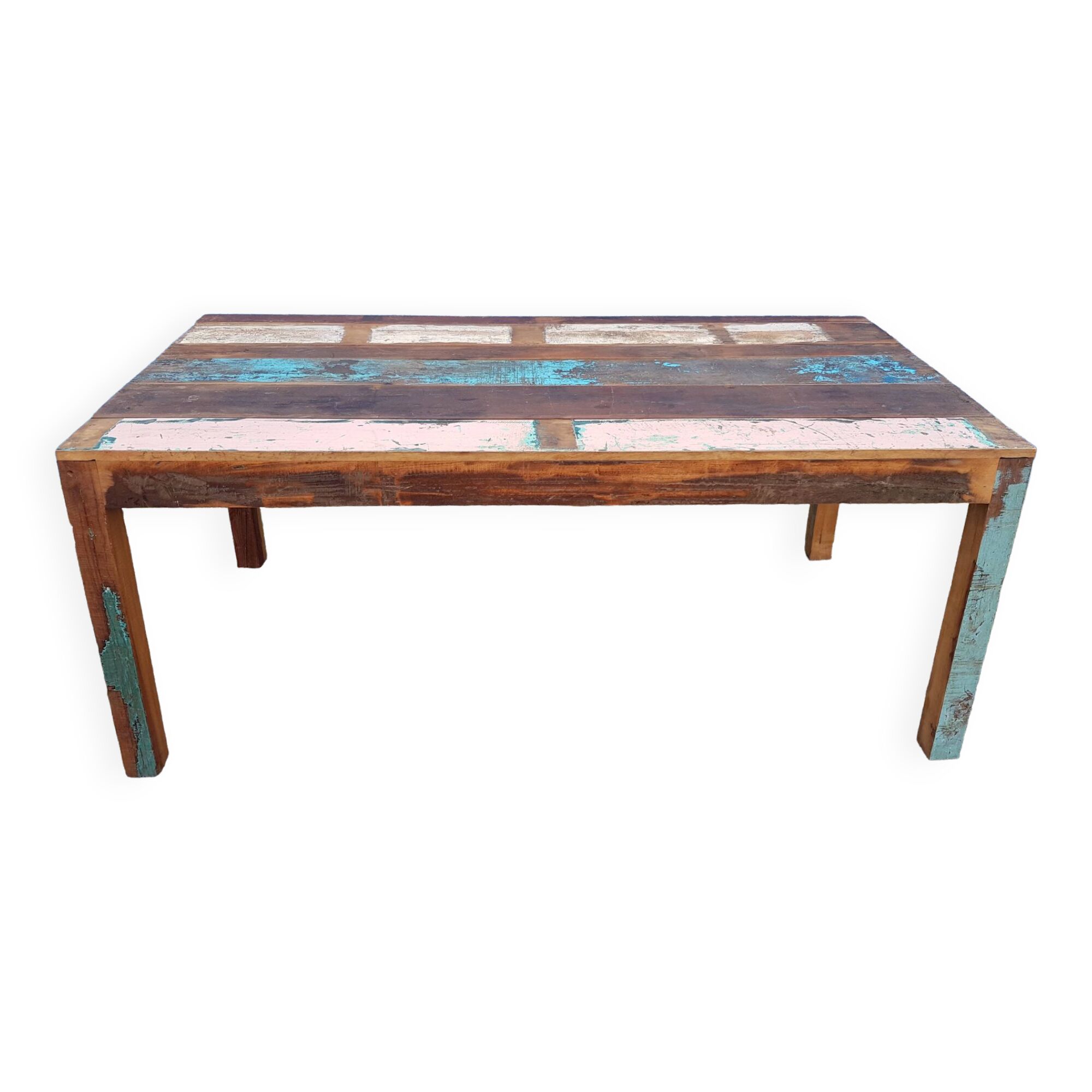 Table à manger rectangulaire en teck polychrome