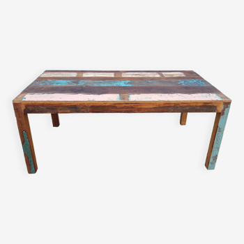 Rectangular dining table in polychrome teak