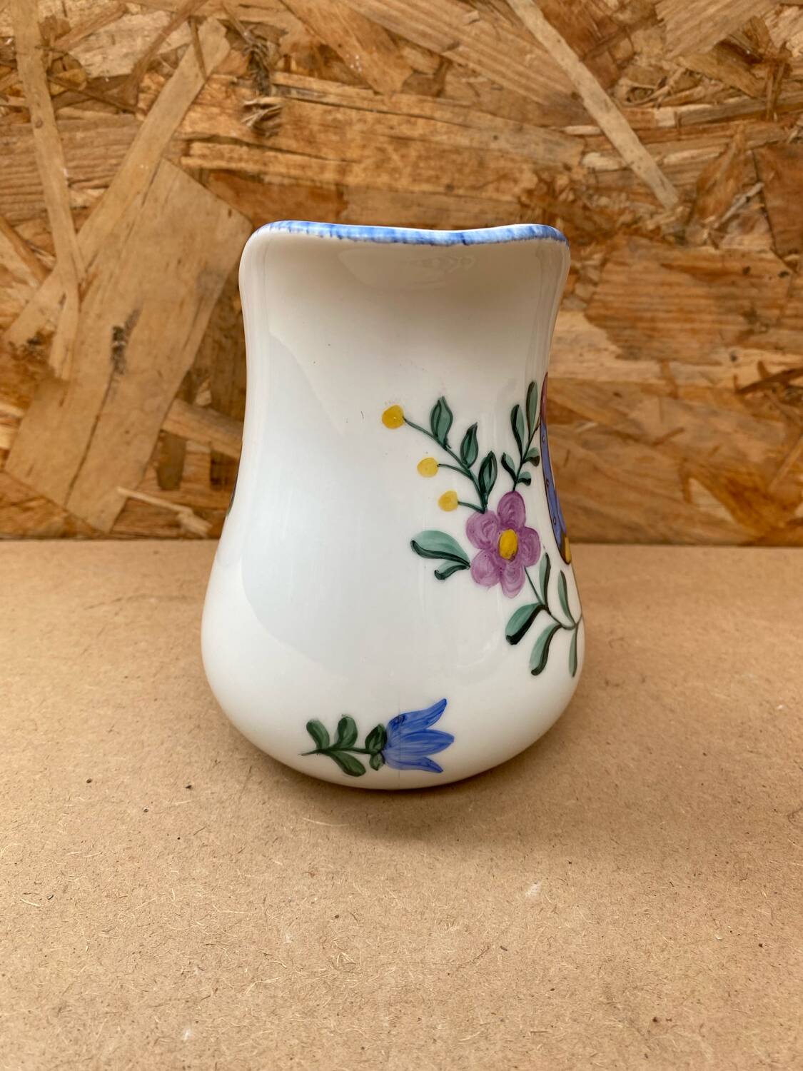 Antique Deshoulleres Deswarte Pitcher White Ceramic Painted Decor Vintage