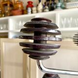 Space Age coat rack 8 hooks in chromed metal and brown bakelite