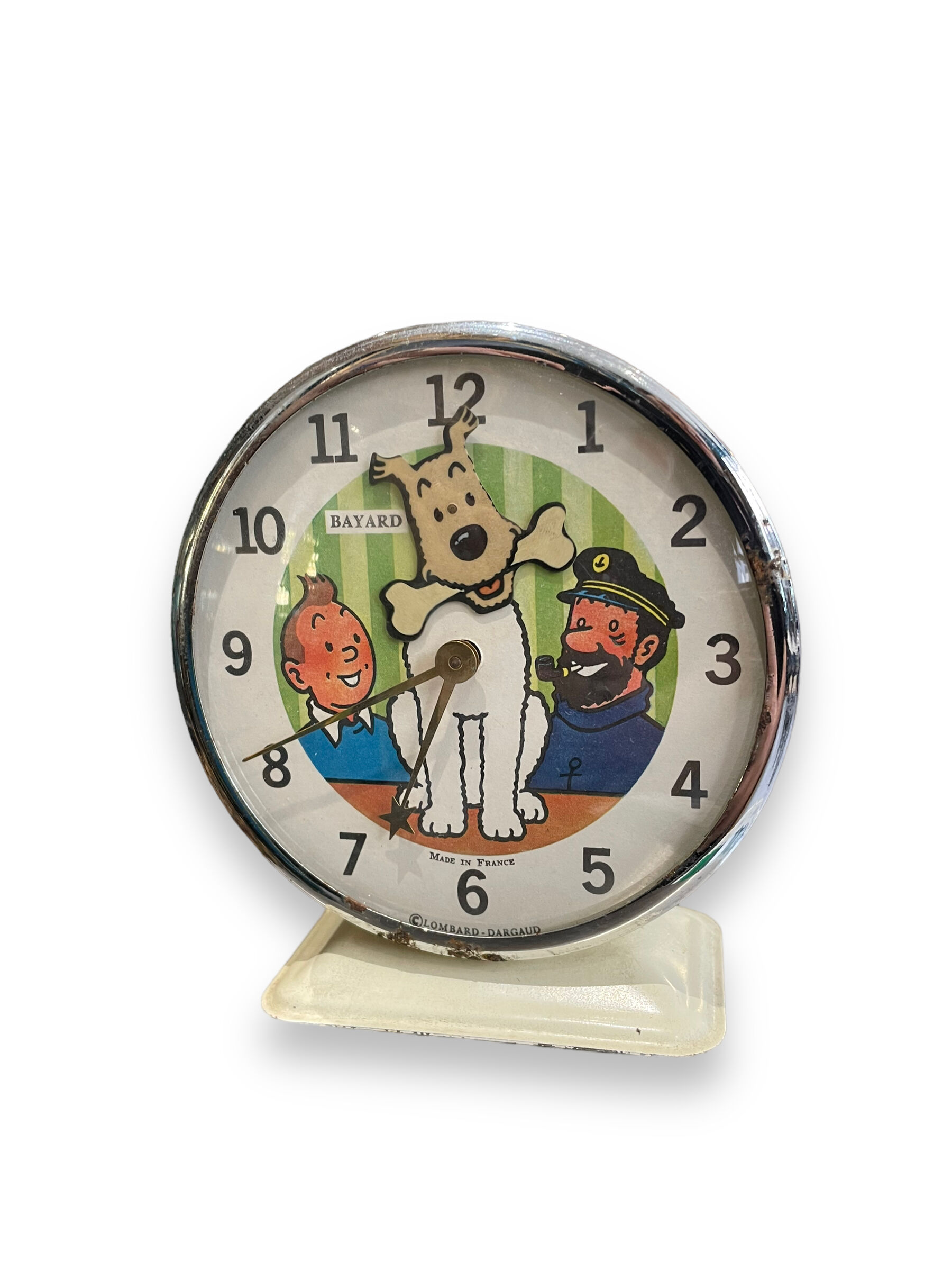 Tintin alarm clock bayard animated mechanical metal 1960s