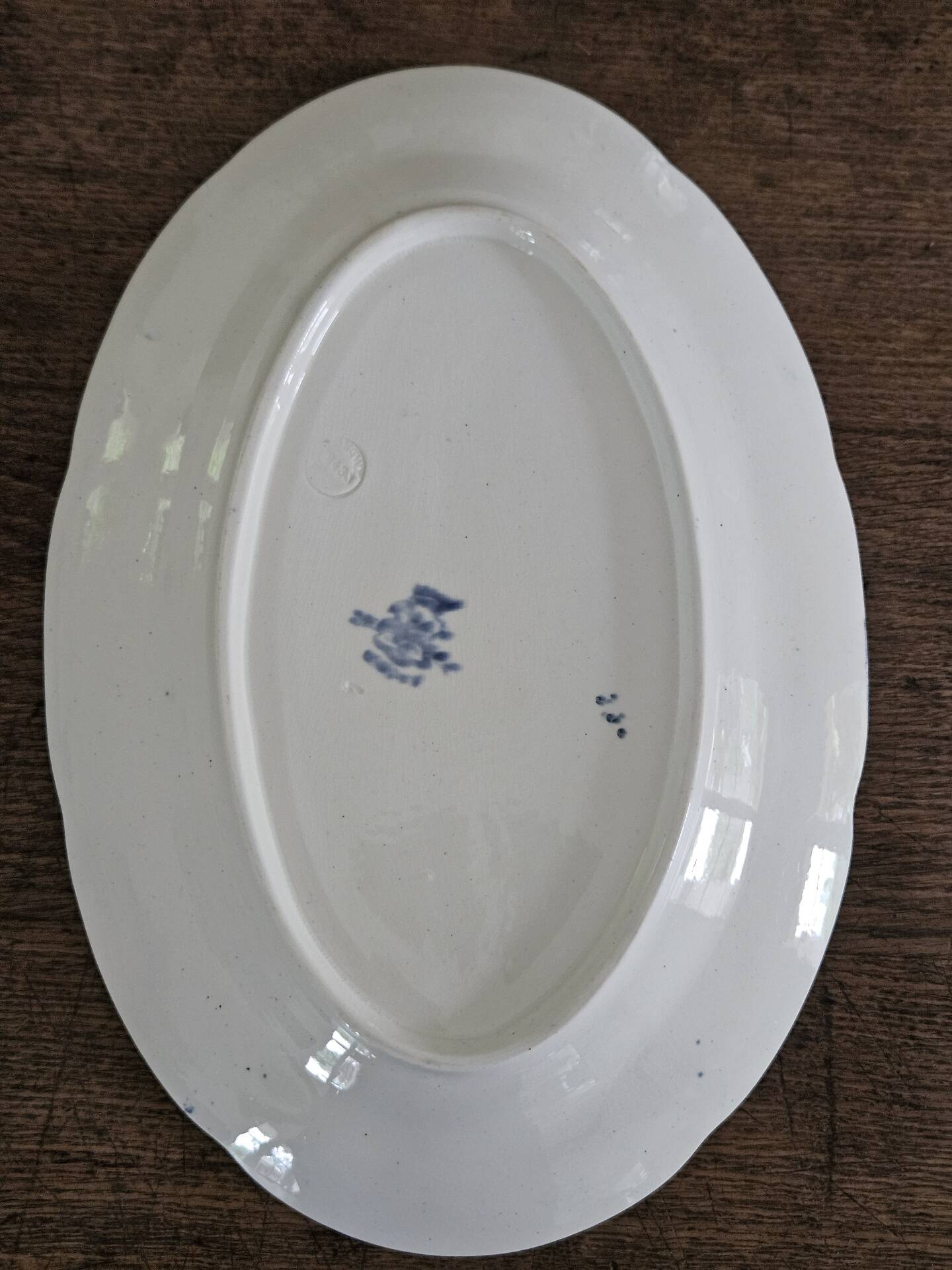 Oval plate faience Longwy model Joinville n*243 blue ironstone