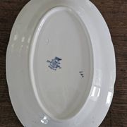 Plat ovale faience Longwy modèle Joinville n*243 bleu terre de fer