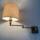Adjustable brass wall lamp with fabric shade, Danish design, 1970s, Denmark.