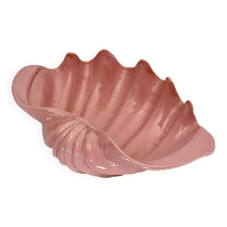 Art Deco pink ceramic shell bowl. Italy 1930s