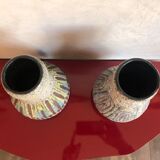 Pair of ceramic vases Accolay vintage africanist decoration 1960