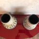Pair of ceramic vases Accolay vintage africanist decoration 1960