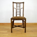 Series of 6 bamboo chairs & fabric 1980